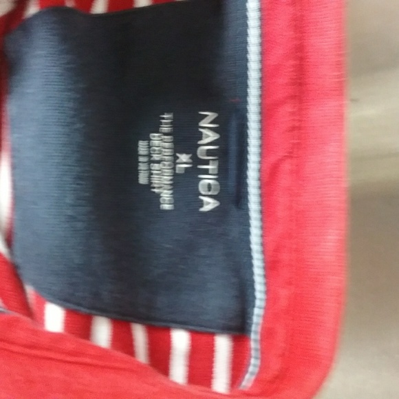Nautica Red Stripe Polo  Rugby Short Sleeve shirt - Picture 7 of 7